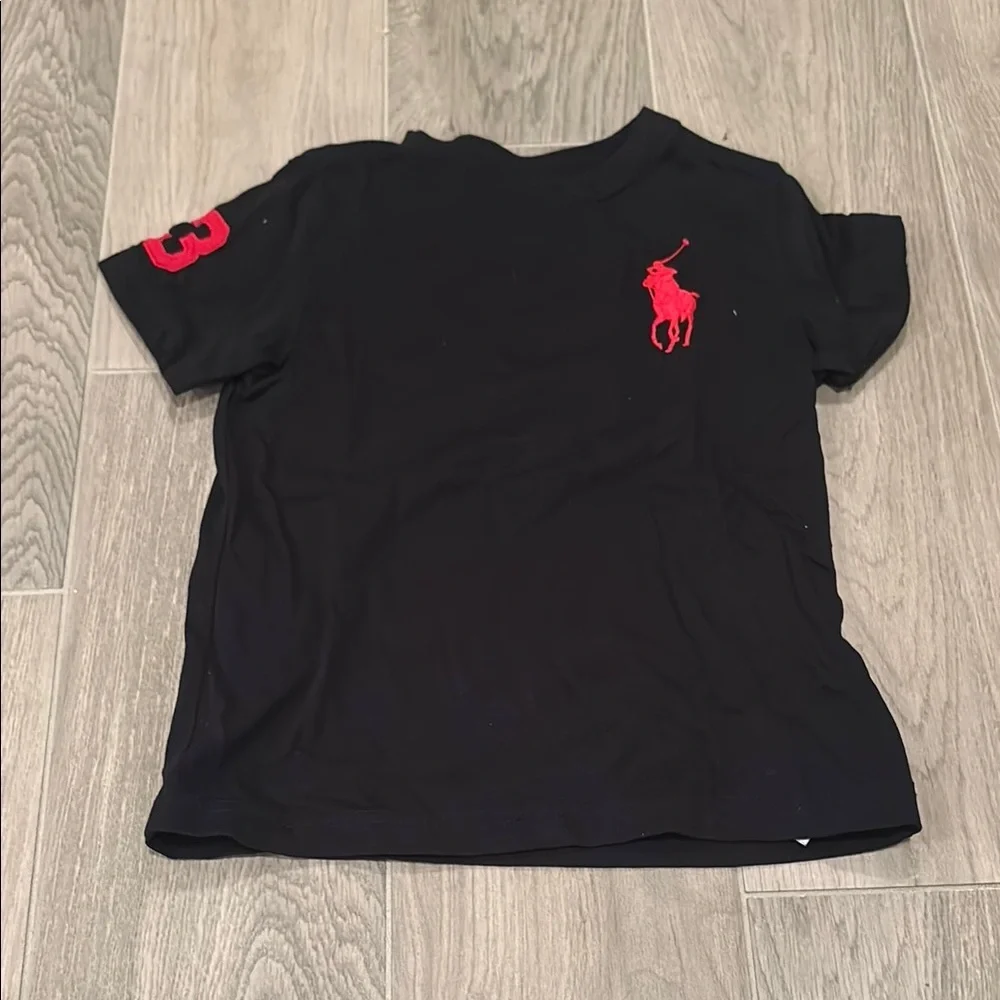 Ralph Lauren Black T-Shirt with Red Logo Size 3T
